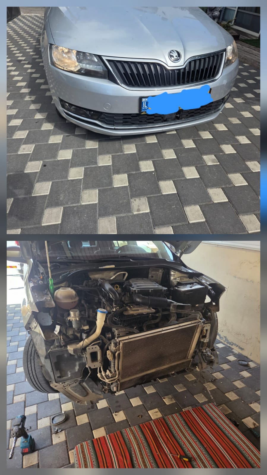 לפני אחרי תיקוני רכב בשטח